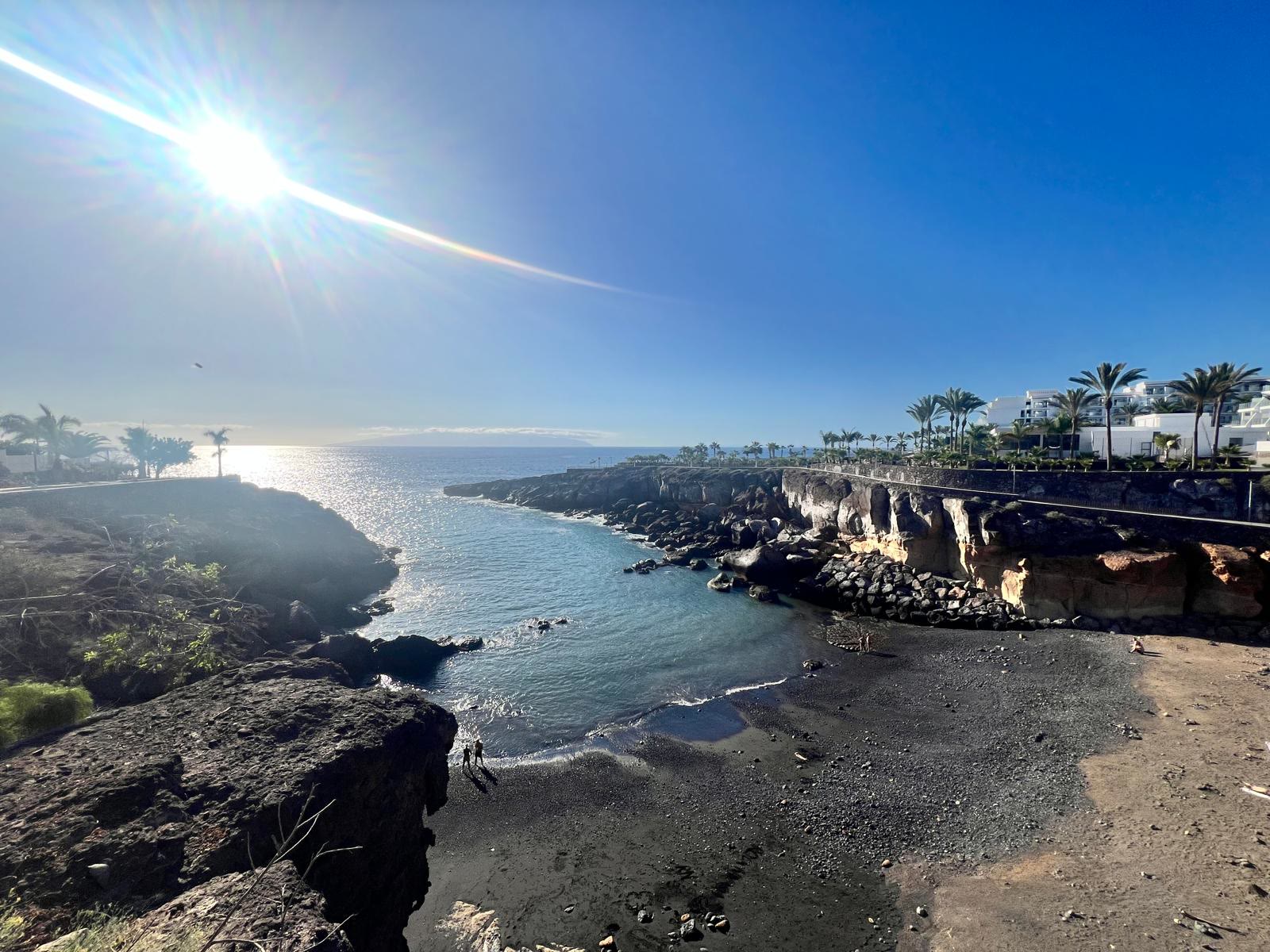 Cove and black-sand beach on the Playa Paraíso coast