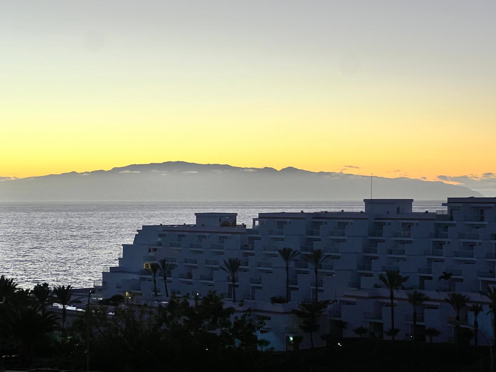 Sunset over the Atlantic with La Gomera on the horizon