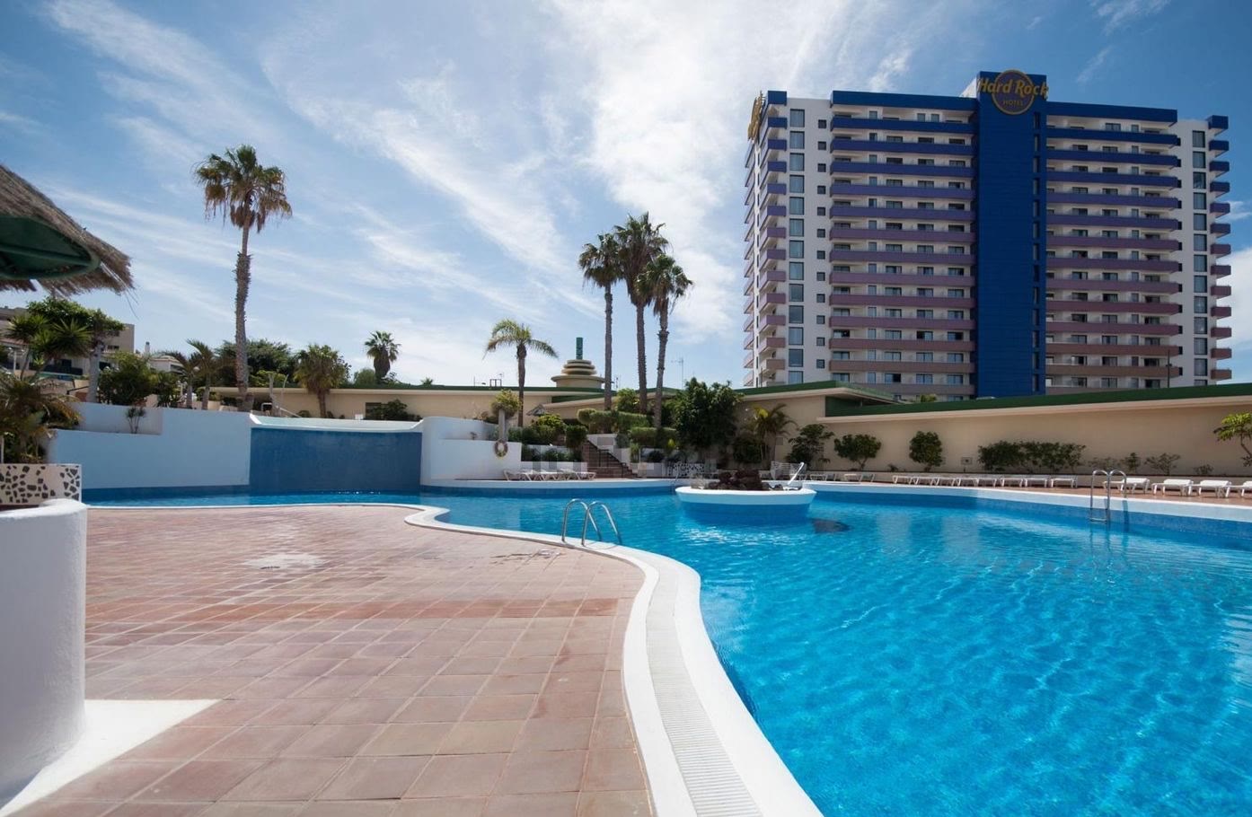 Communal pool with the Hard Rock Hotel behind